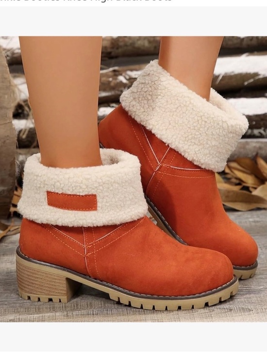 Shoes - Boot Heels Women Winter Fur Warm Snow Boots Ladies Warm Wool Booties Sz 41/10